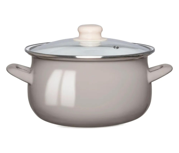 Altom Garnek emaliowany 22cm z pokrywą szklaną 3,5l taupe - 1580546 - zdjęcie 3